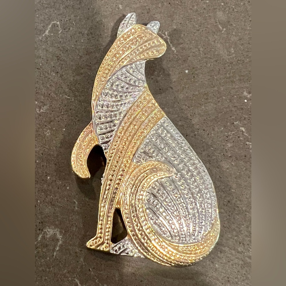 Vintage Park Lane Two Tone Silver/ Gold Cat Brooch